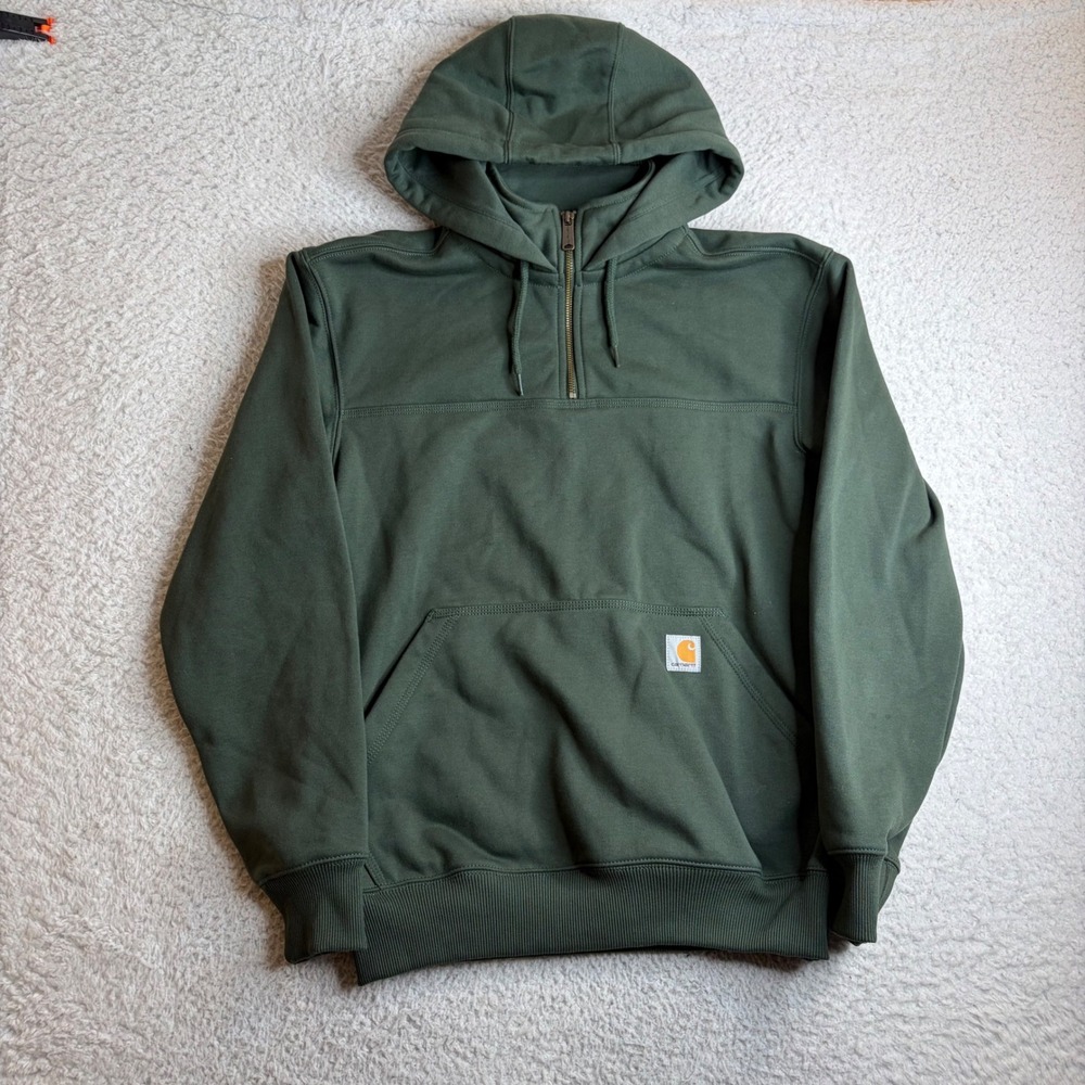 Carhartt Rain Defender Loose Fit Quarter Zip Hoodie Green TS0617-M Mens Small